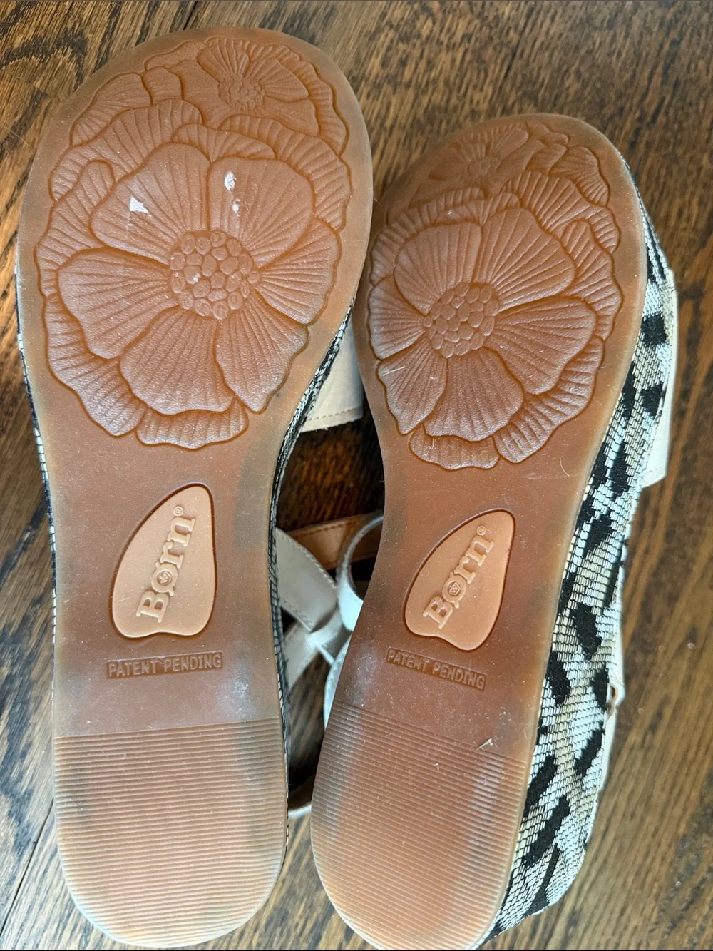 Born Dorrah Cream Platform Sandals with Patterned Wedge